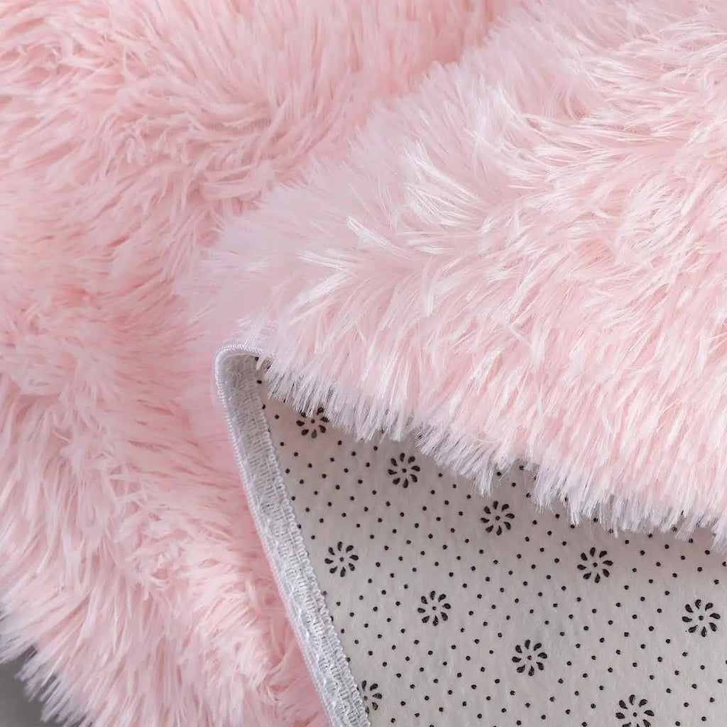 100/120/140/160 round Rug Fluffy Soft Area Rugs for Kids Girls Room Princess Castle Plush Shag Carpet Cute Circle Bedroom Decor