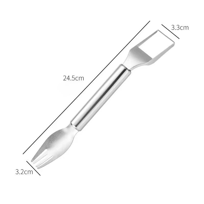 2-In-1 Stainless Steel Fruit Cutter Dual Head Watermelon Fork Cutter Slicer Tool for Home Kitchen Gadget Melon Cube Cutter